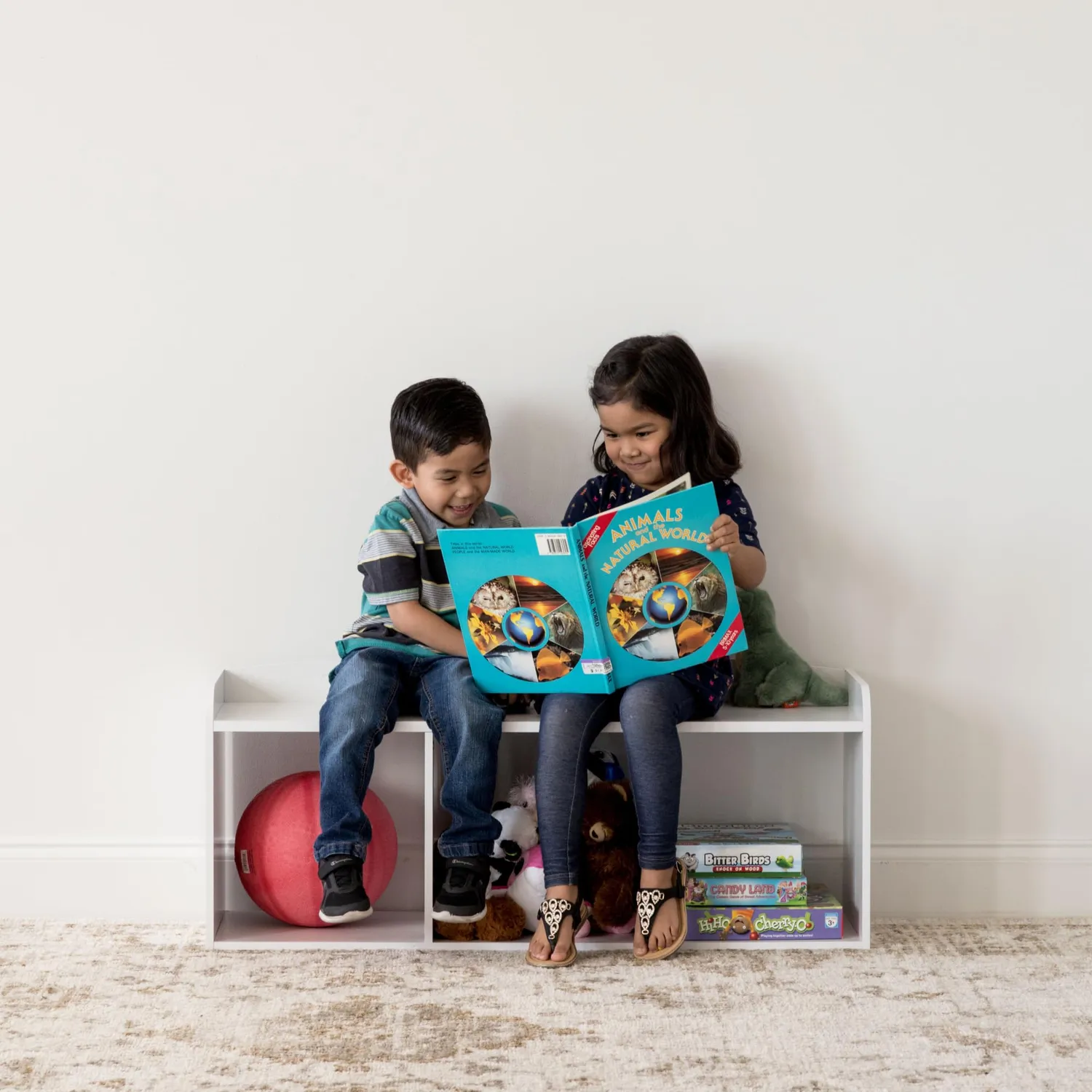 Iris Ohyama Kids KBN-3R Sitzbank 3 Fächer weiß Holz