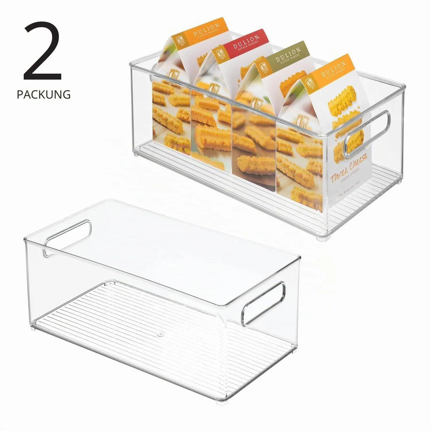 mDesign Aufbewahrungsbox transparent 2er-Pack Kühlschrankbox groß