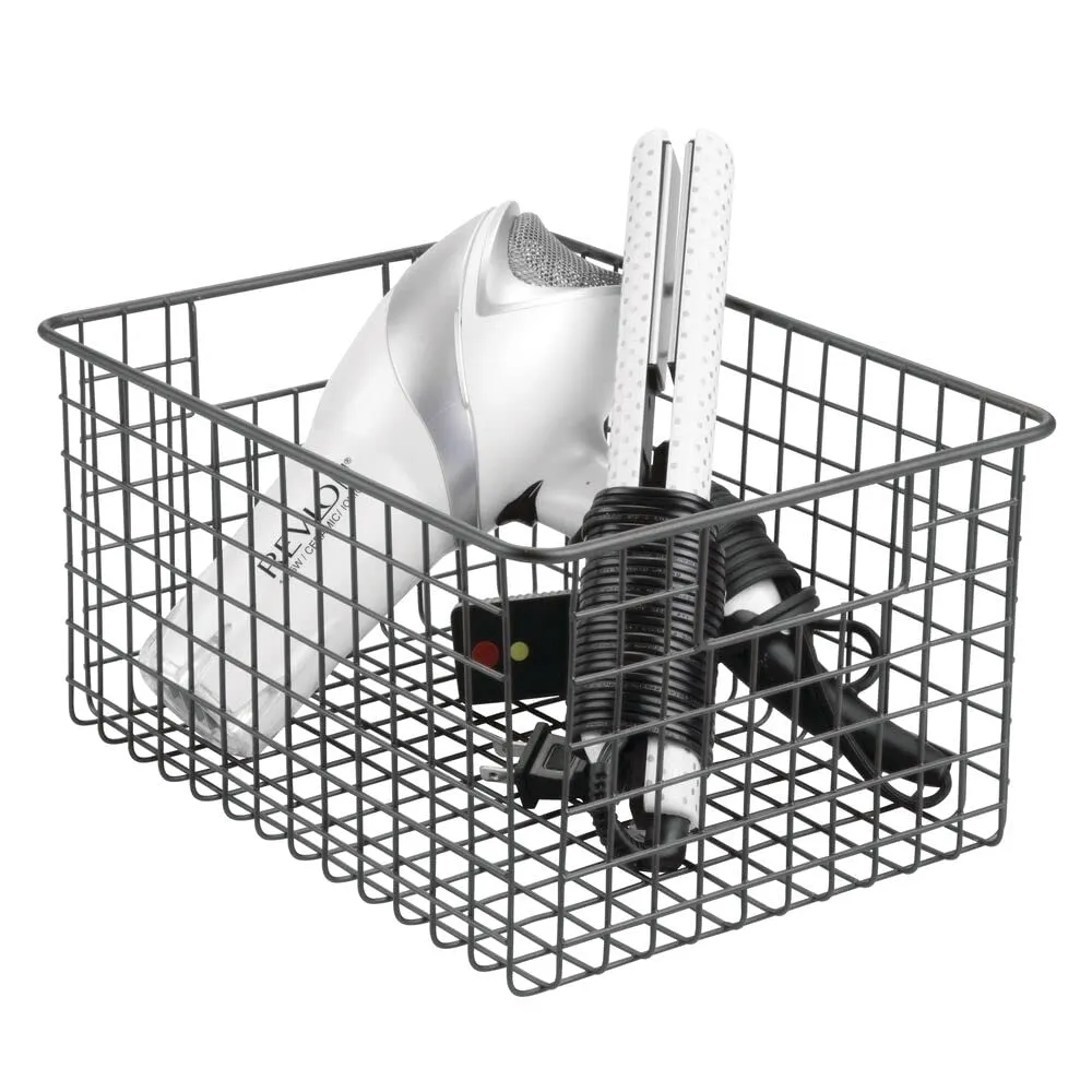 mDesign Drahtkorb Badkorb 2er-Set graphitgrau mit Griffen