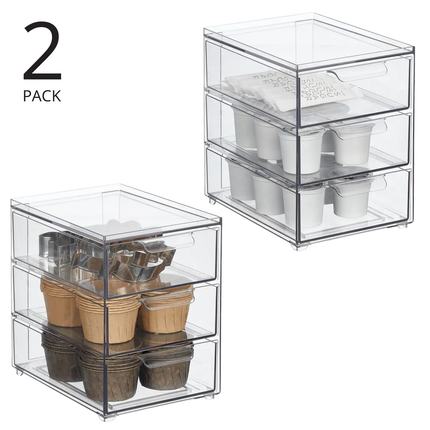 mDesign Schubladenbox Kunststoff Transparent 2er Set