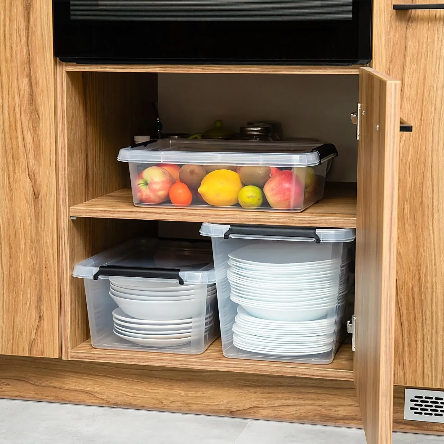 astor24 Aufbewahrungsbox 8,5L transparent 4er-Set Deckel