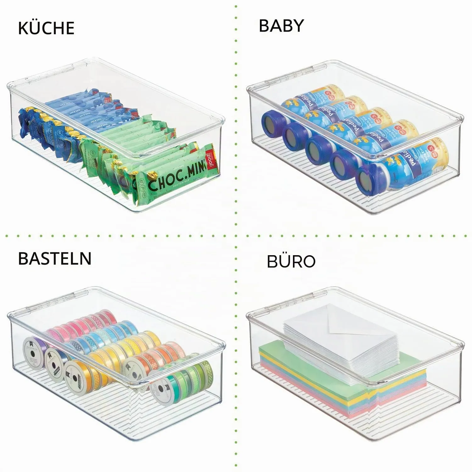 mDesign Spielzeugbox transparent 4er-Set mit Deckel Kunststoff