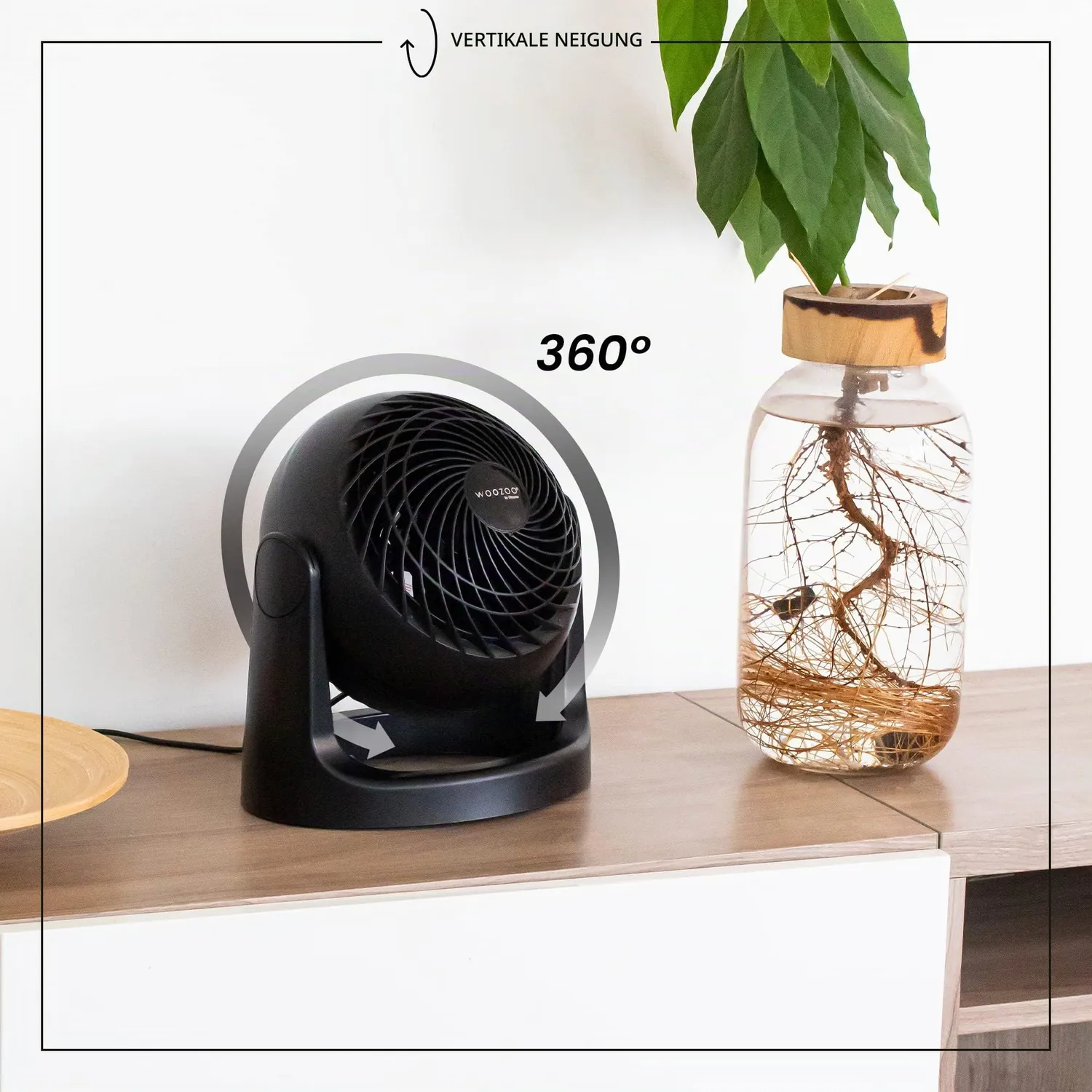 Iris Ohyama Woozoo PCF-HE15 Tischventilator Schwarz 13m²