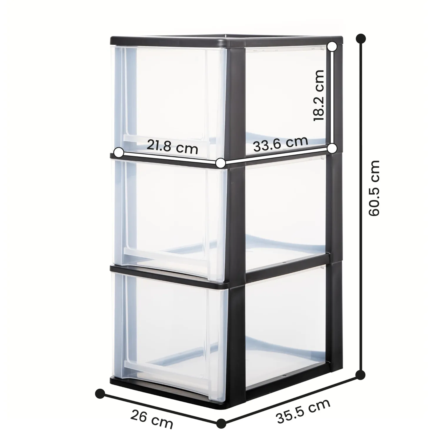 Iris Ohyama DDOCH Schubladenbox 3x13L Schwarz A4 BPA-frei