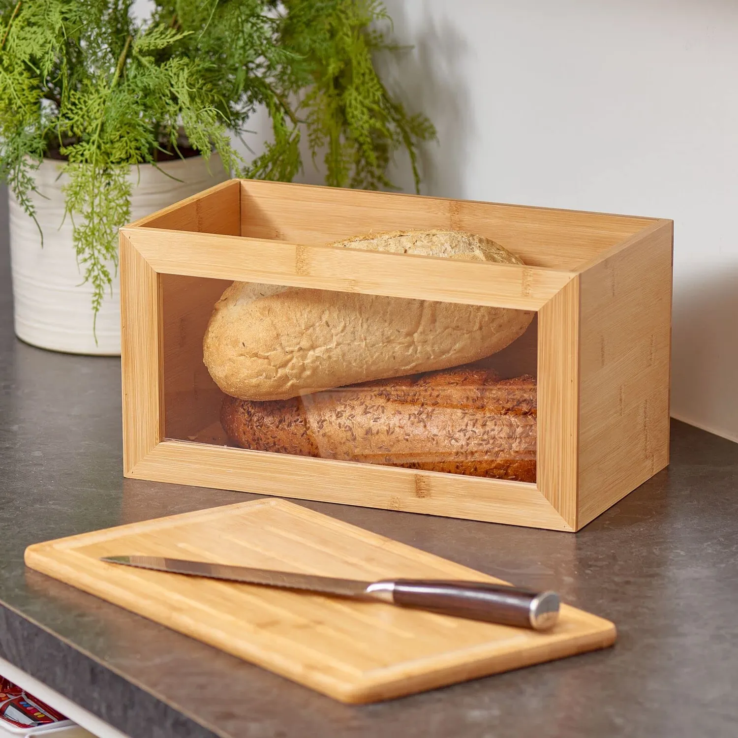 mDesign Brotkasten Holz natur mit Schneidebrett Deckel