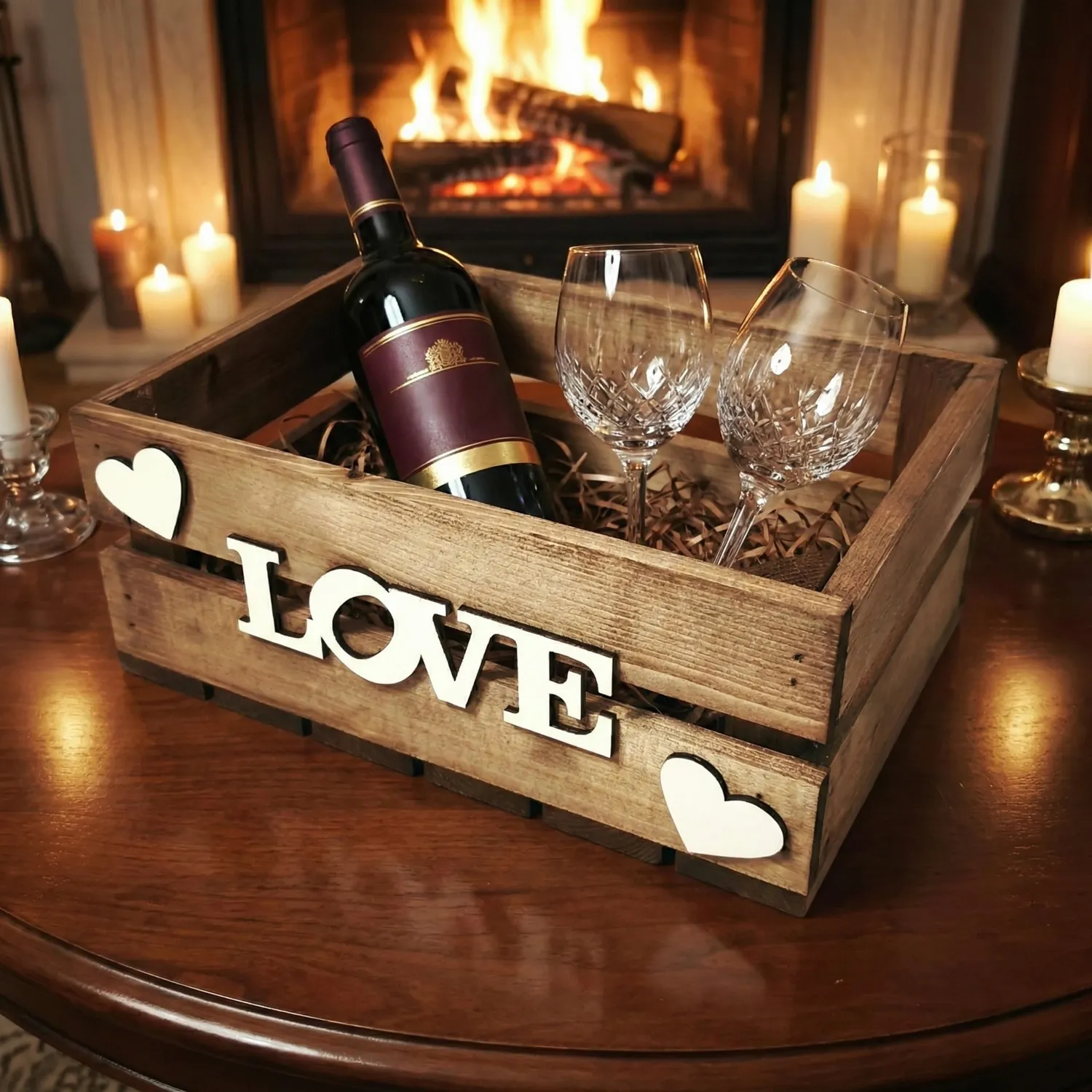 GoodFreshDecor Love Holzkiste 30x20x12 cm Braun Geschenkbox