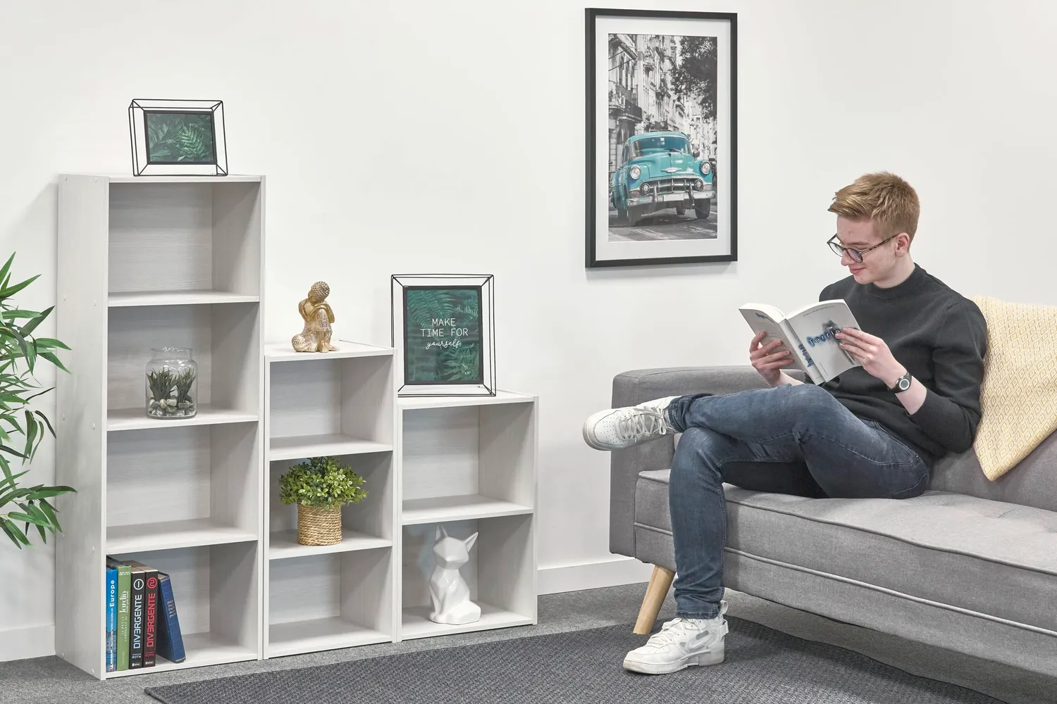Iris Ohyama CX-3 Bücherregal weiß 3 Böden Holz