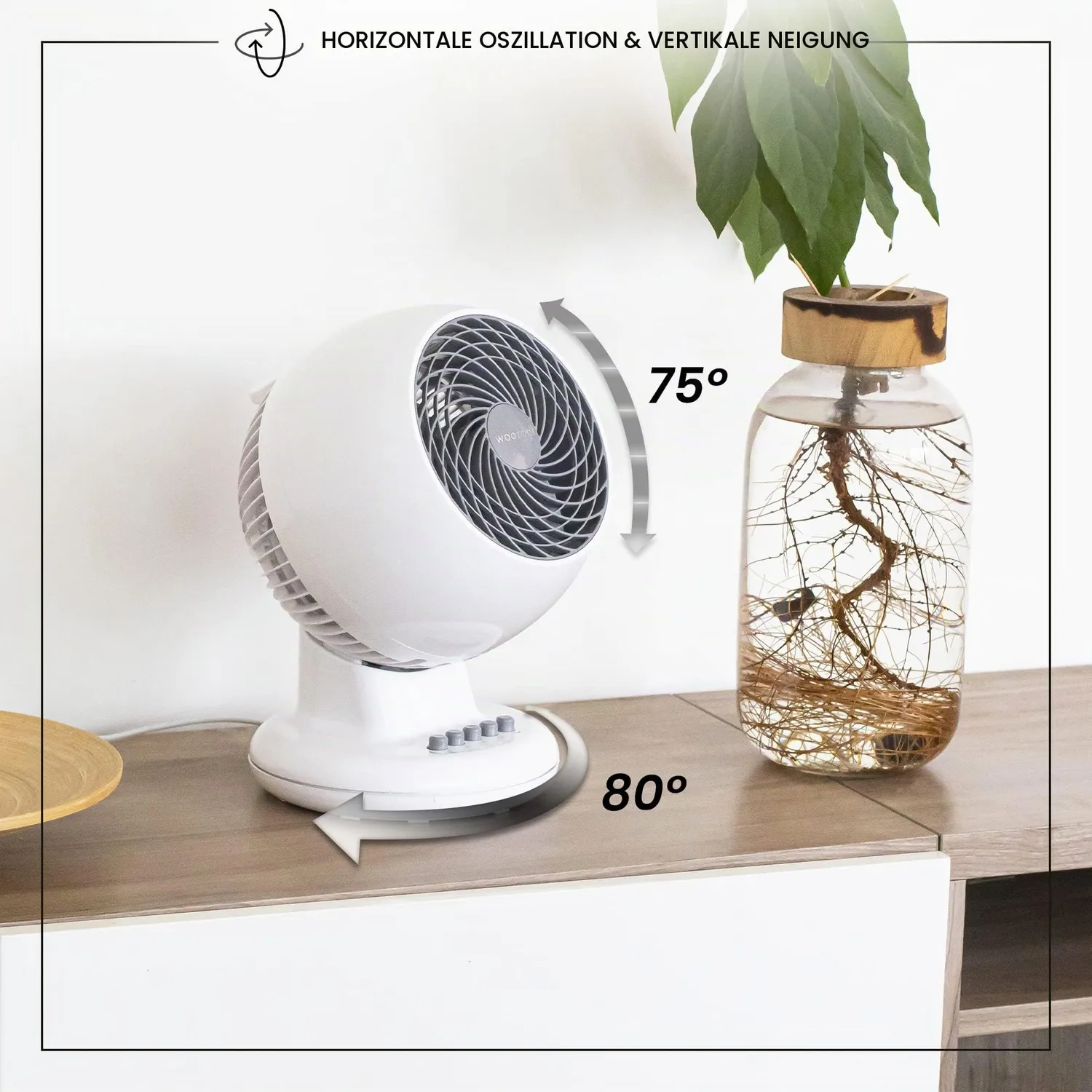 Iris Ohyama Woozoo PCF-M15 Tischventilator weiß leise