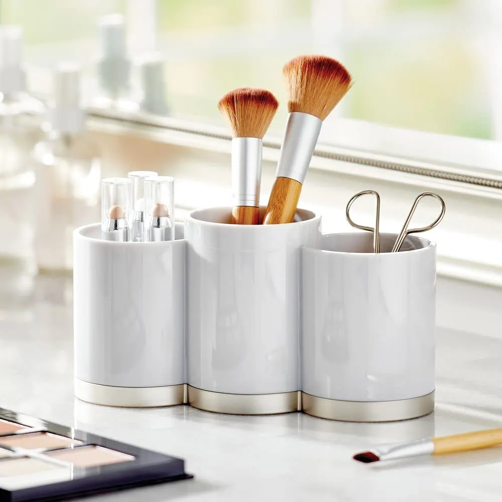 mDesign Make-up-Organizer Kunststoff 3 Fächer Hellgrau