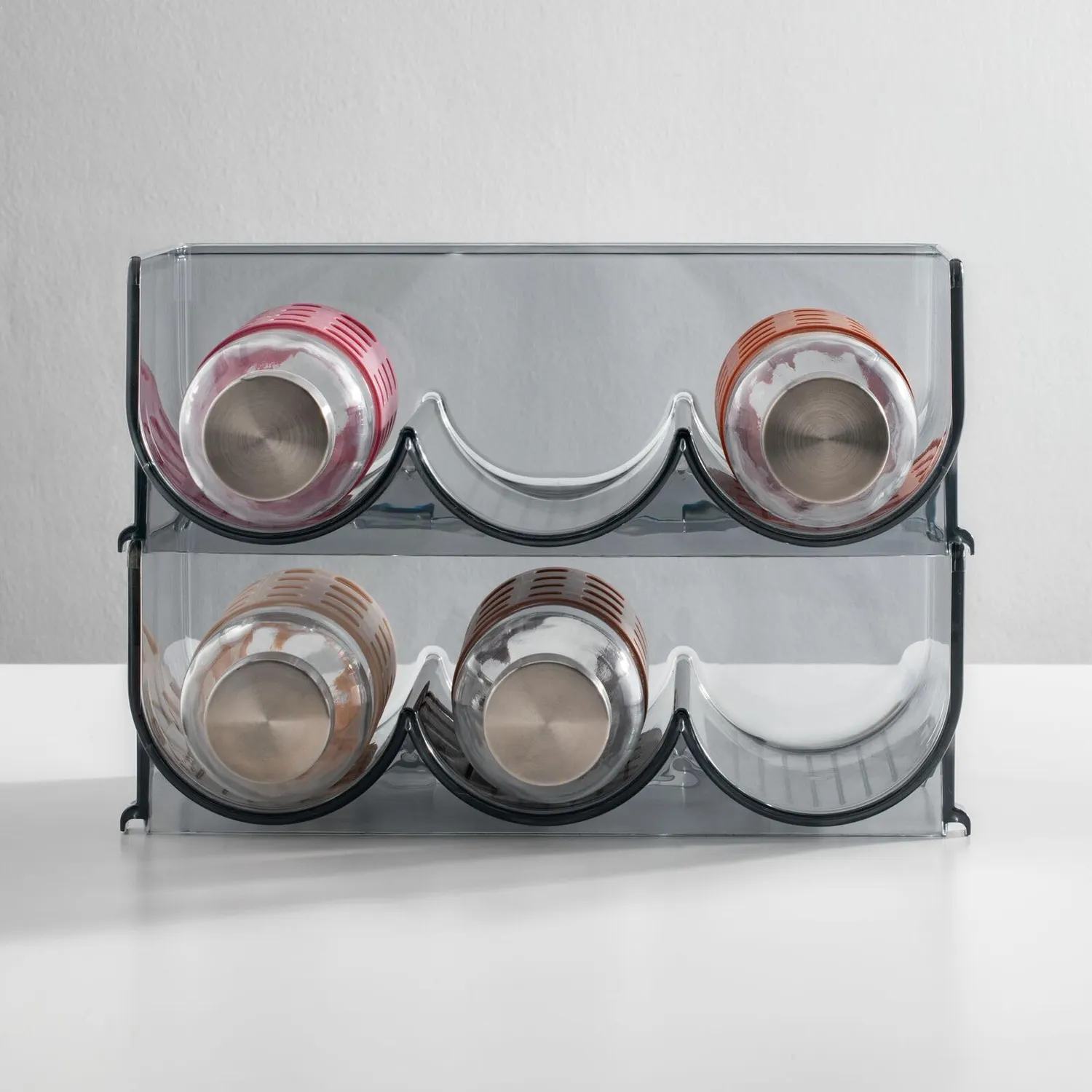 mDesign Flaschenhalter Grau Stapelbar 2er Set für 6 Flaschen
