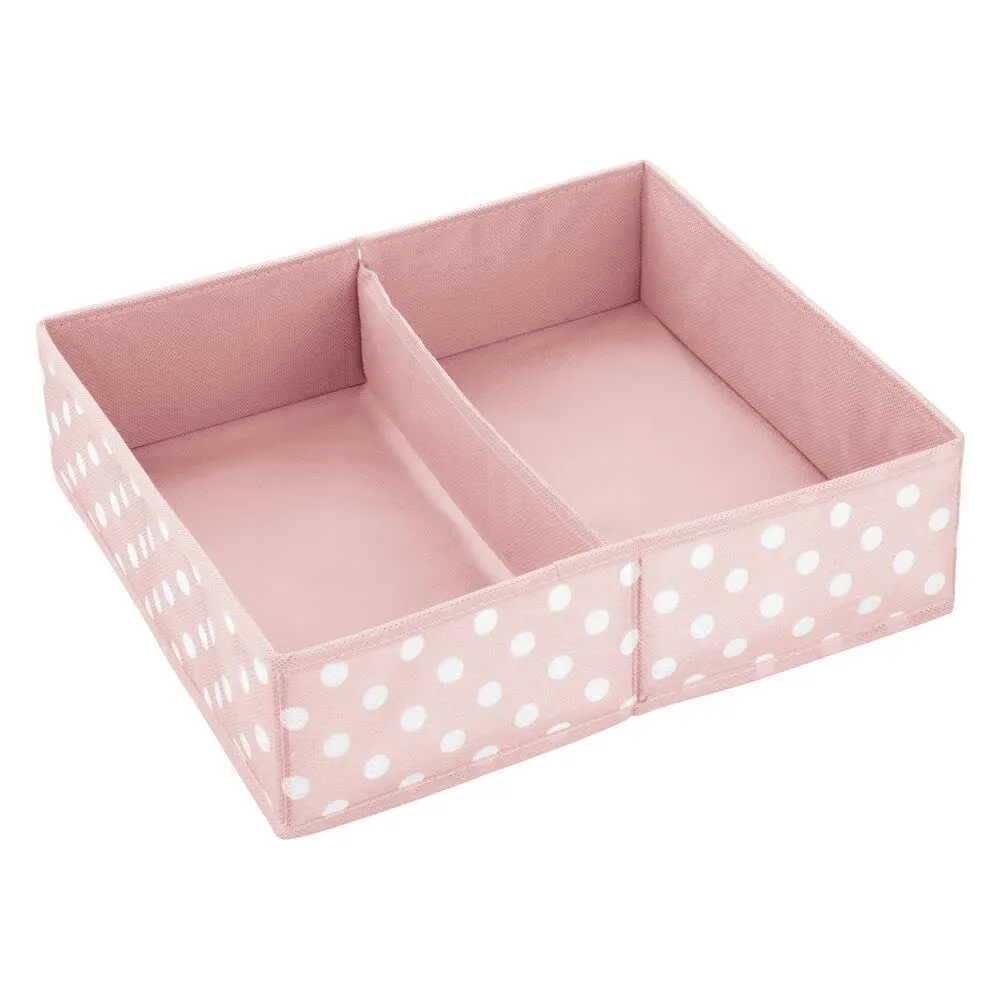 mDesign Aufbewahrungsbox Stoffbox 2 Fächer rosa-weiß 35,6 cm