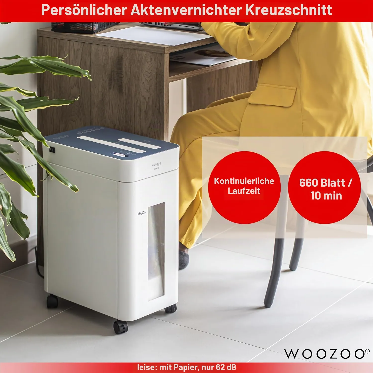 Iris Ohyama Woozoo P10HCS Aktenvernichter 10 Blatt weiß