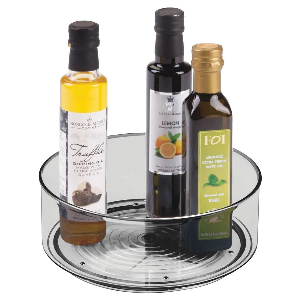 mDesign Lazy Susan Drehteller rauchfarben 4er-Set hoch