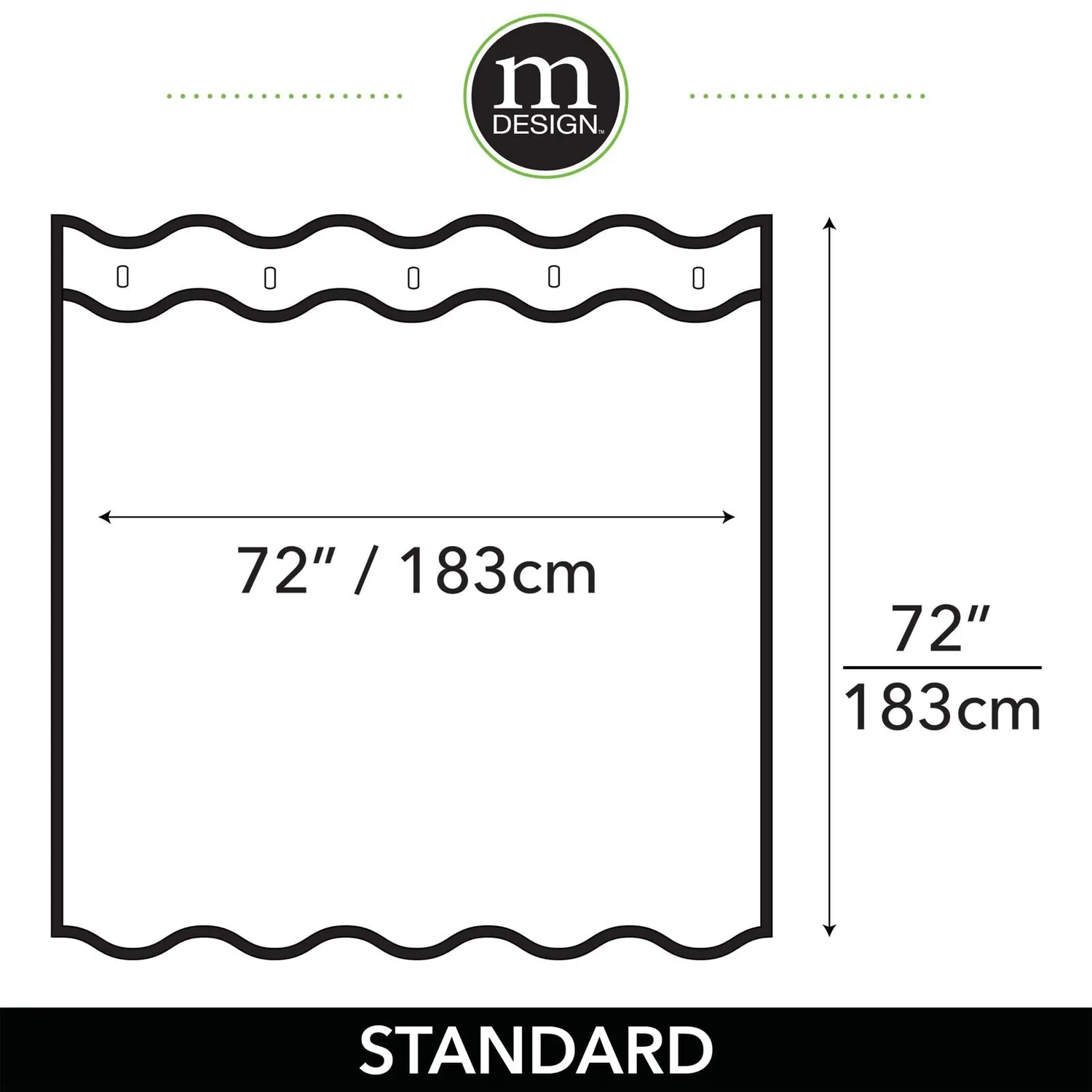 mDesign Duschvorhang Polyester 182,9 cm mehrfarbig