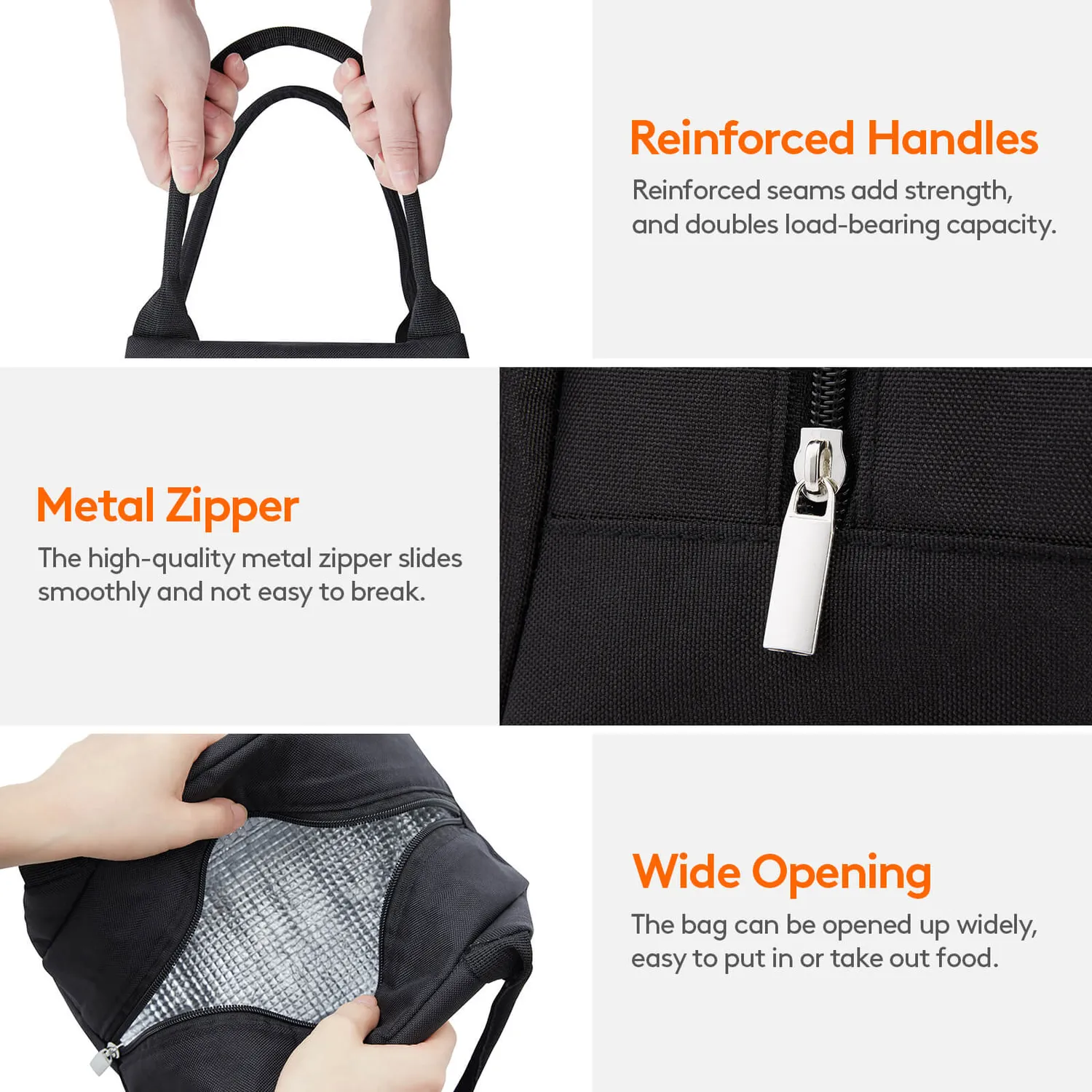 Lifewit Lunchtasche isoliert schwarz Medium wasserabweisend