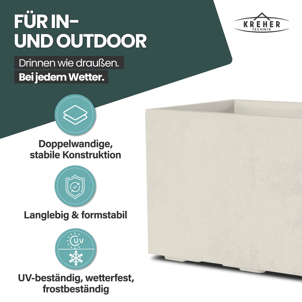 Kreher Millennium 100L Pflanzkübel Creme Weiß rechteckig