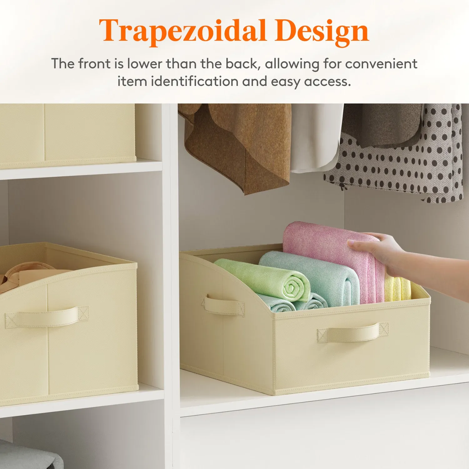 Lifewit Trapez Aufbewahrungskorb 33x33x20 cm Beige