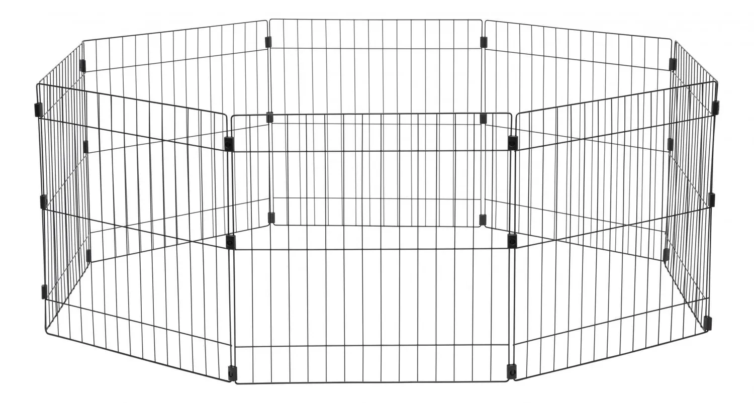 Iris Ohyama WPC-48 Laufstall 8 Panels schwarz H121cm
