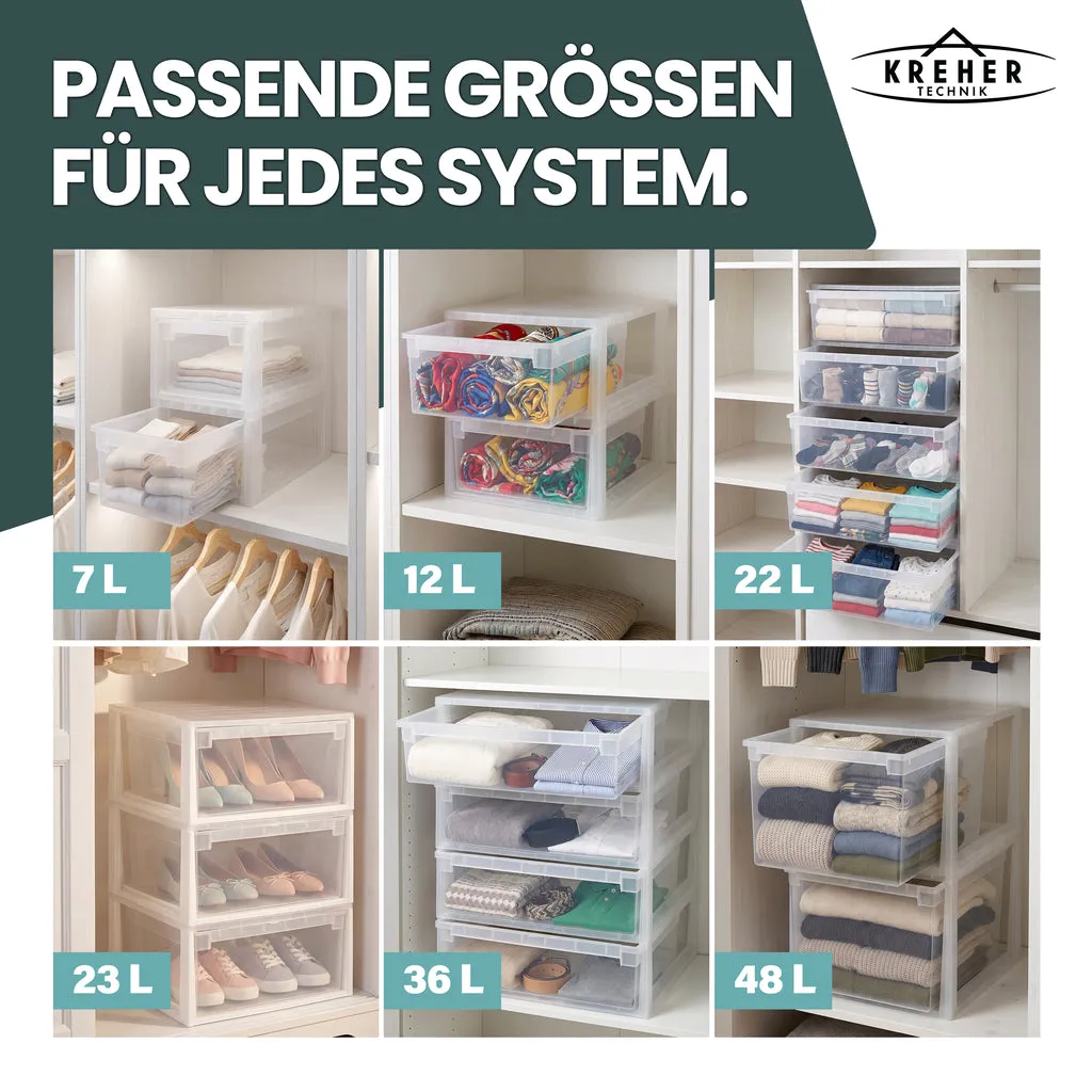 Kreher Schubladenbox 52 XXL Transparent 48 Liter stapelbar