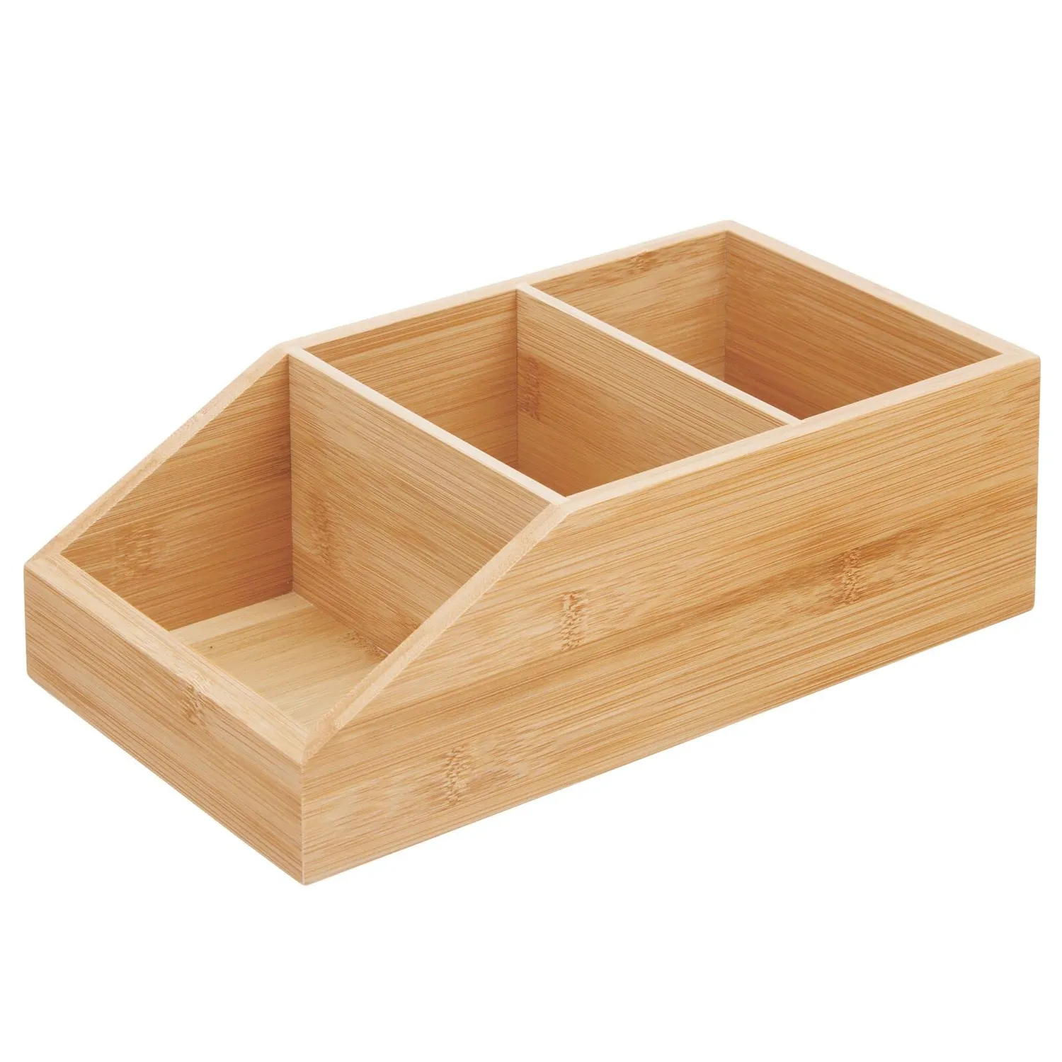 mDesign Bambus Ordnungsbox Natur 3 Fächer 25,4 cm