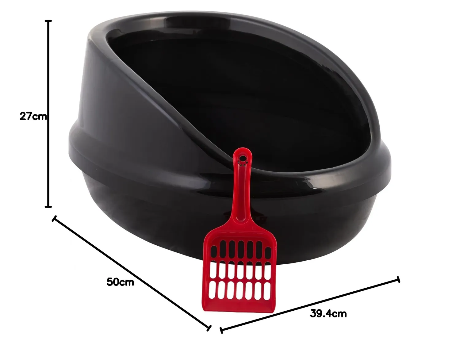 Iris Ohyama PNE-500H Katzentoilette Schwarz offen mit Schaufel
