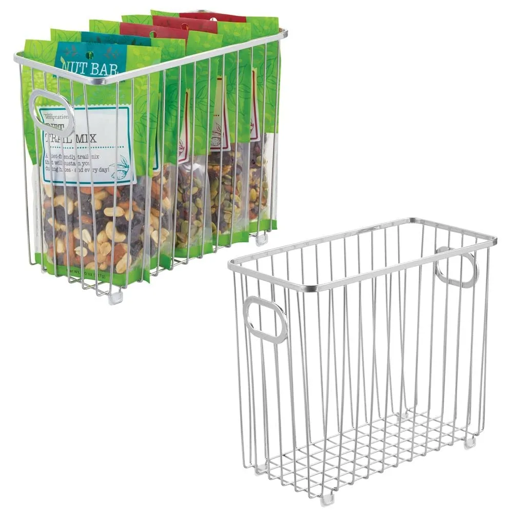 mDesign Küchenkorb Drahtkorb Metall mit Griffen 2er-Set