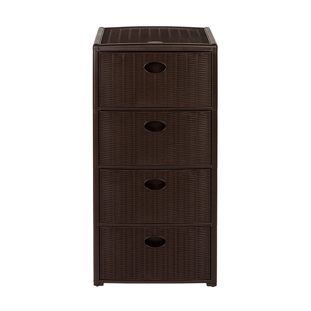 Kreher Rattan Schubladentower Schubladenbox Grau rollbar