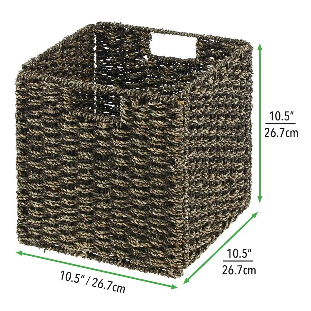 mDesign Aufbewahrungskorb Seegras schwarz 2er Set 26,7 cm