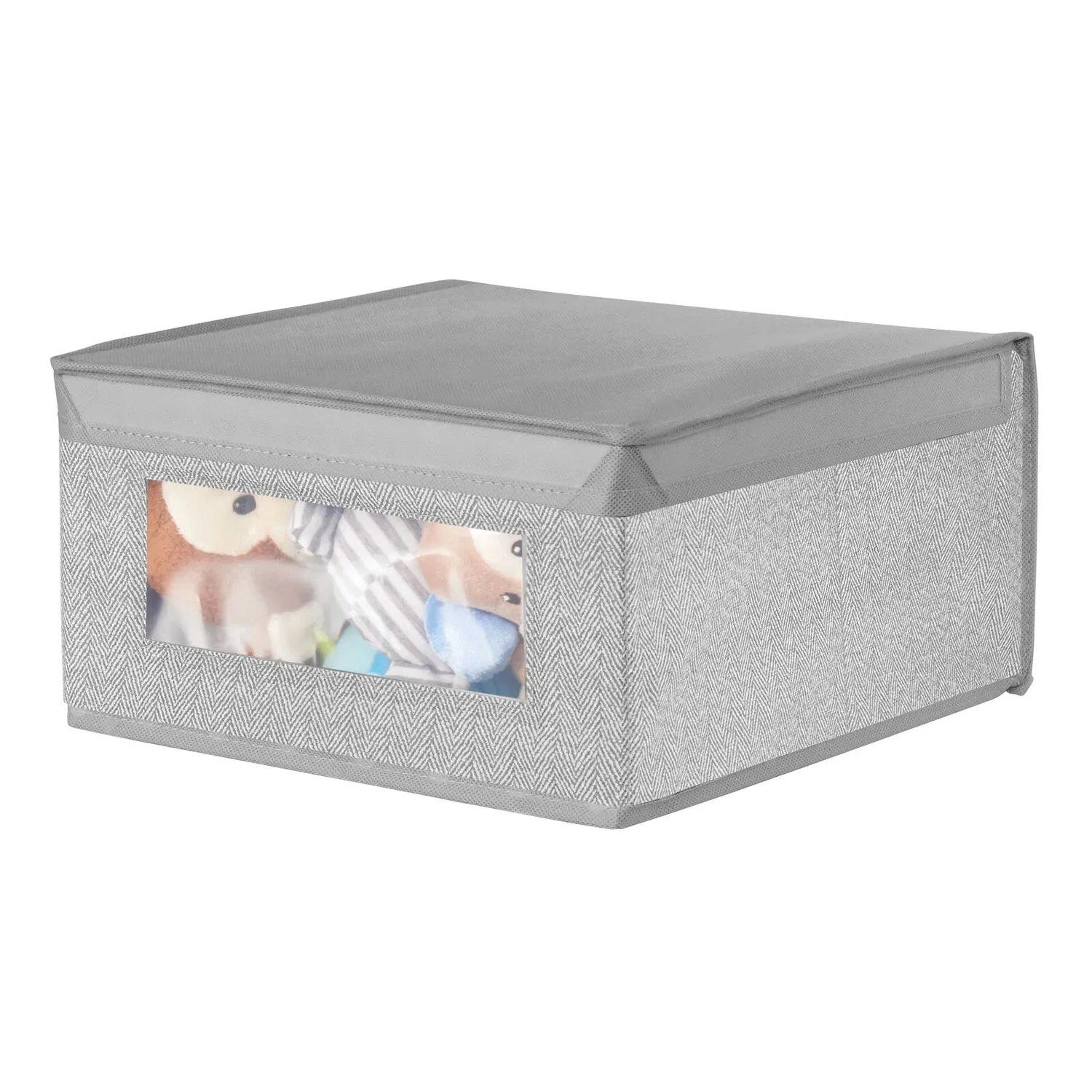 mDesign 6er-Set Stoffbox grau Fischgrät mit Deckel