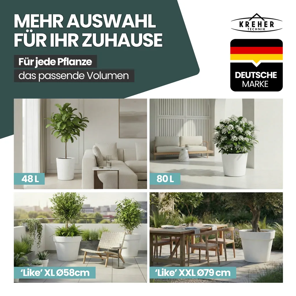Kreher Like Pflanzkübel XXL Weiß Rund rollbar 79 cm