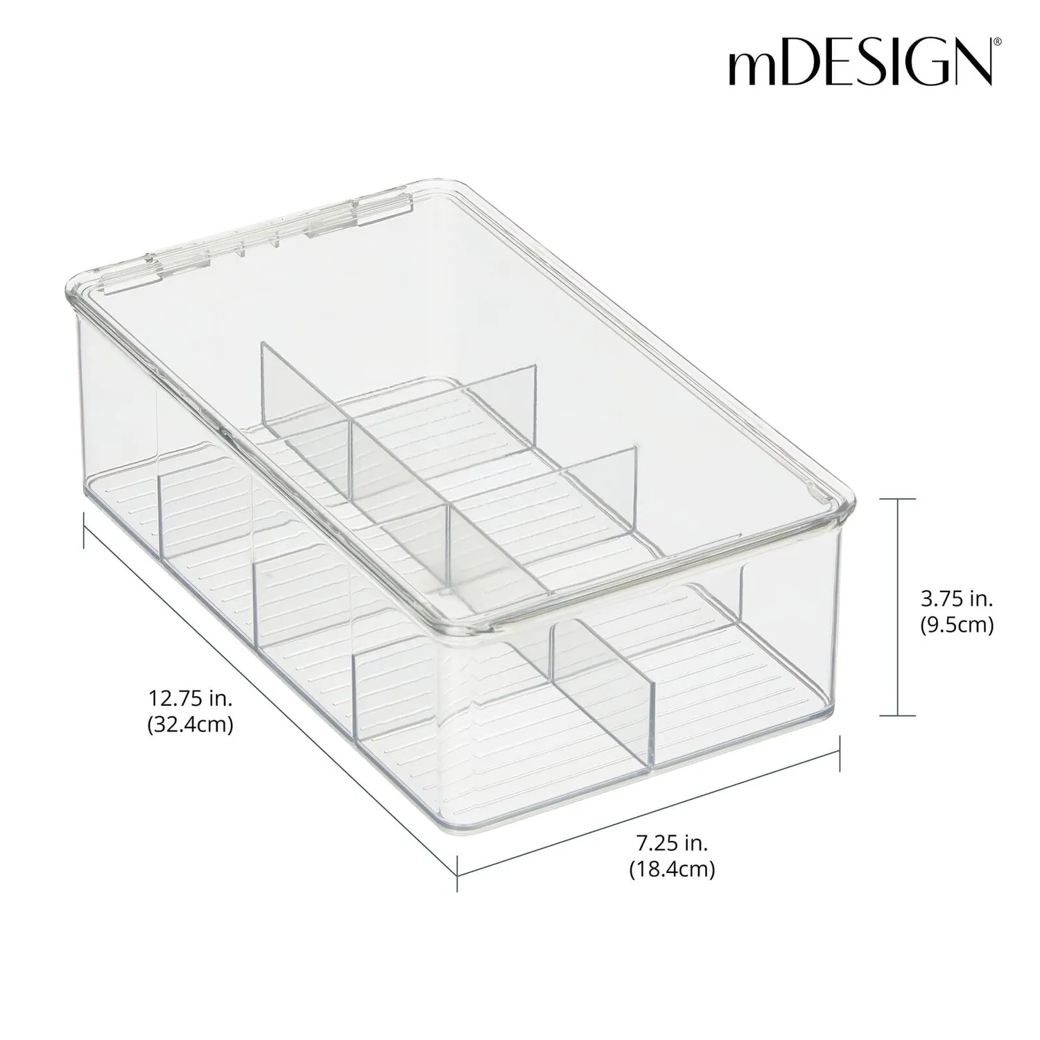 mDesign Küchen Organizer Teebox 8 Fächer transparent