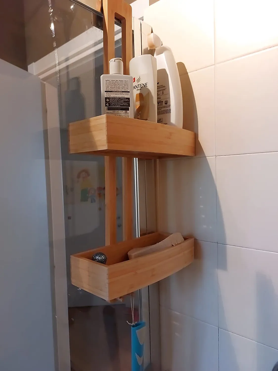 mDesign Duschablage zum Aufhängen Bambus Metall
