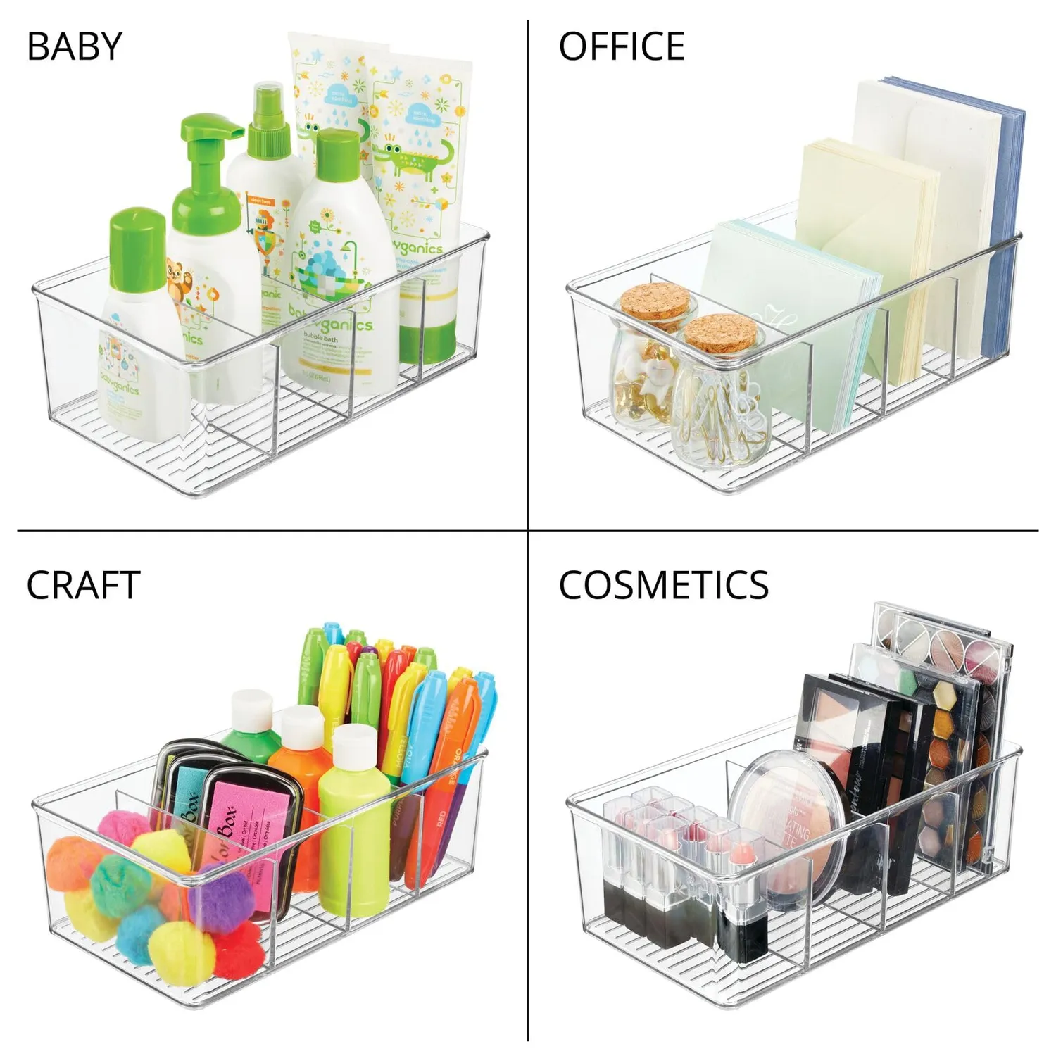 mDesign 11454MDKEU Aufbewahrungsbox 6er-Set transparent 4 Fächer