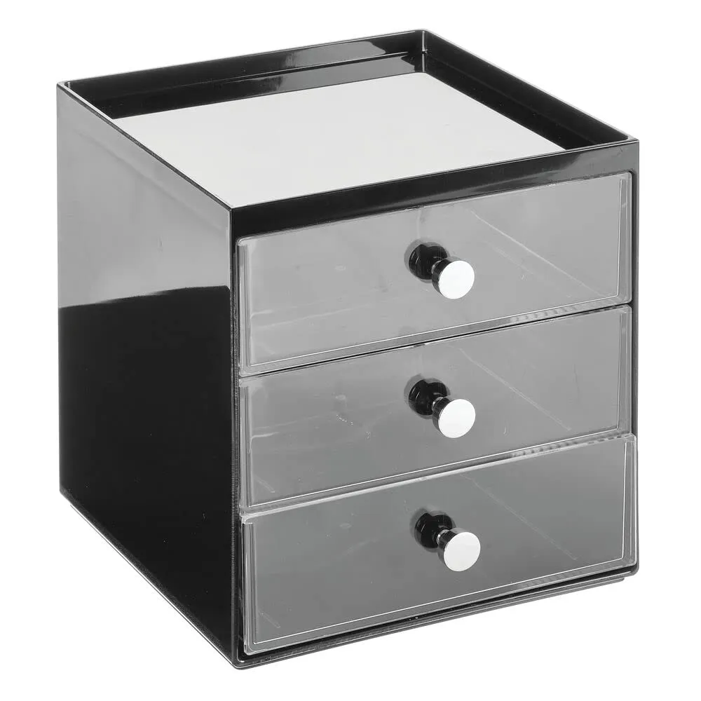 mDesign Schreibtisch Aufbewahrungsbox 3 Schubladen schwarz