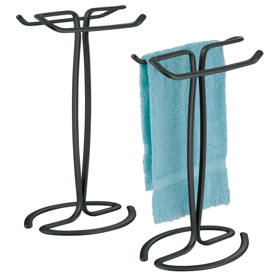 mDesign Handtuchhalter freistehend 2er-Set Schwarz