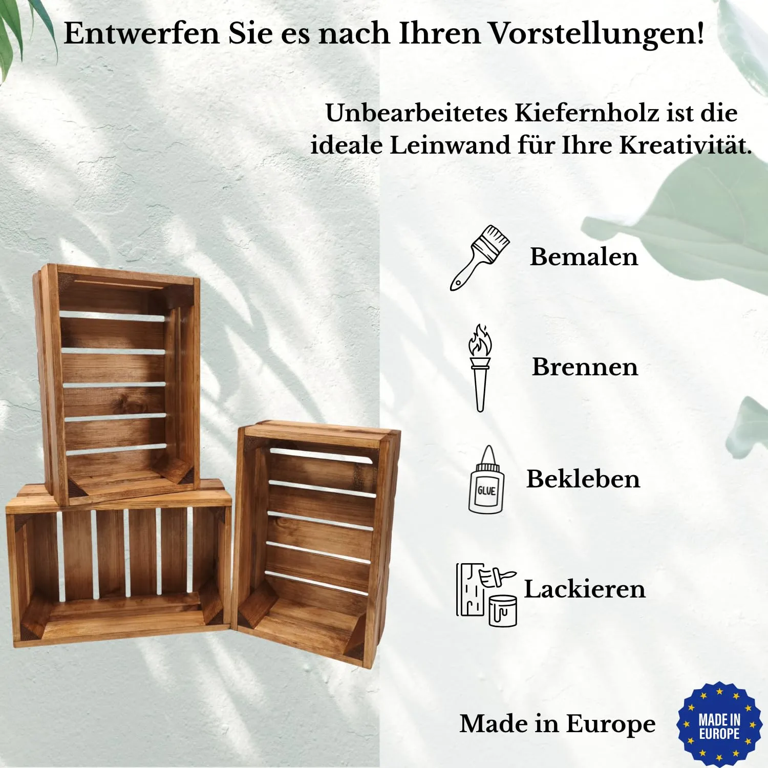 GoodFreshDecor Holzkisten 3er Set 30x20x12 cm braun