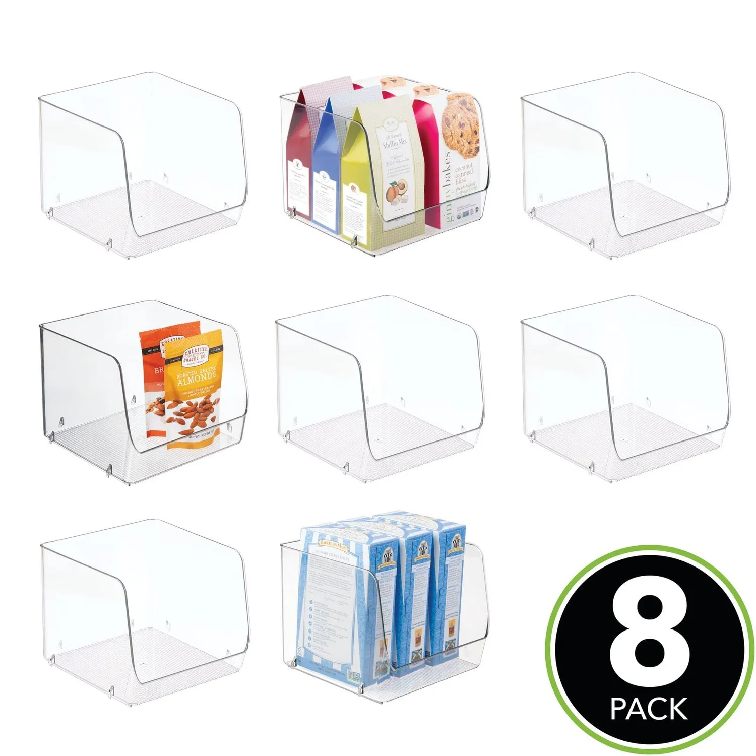 mDesign 03093 Stapelbox 8er Set transparent 19,7 cm stapelbar