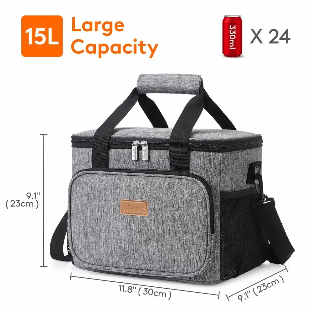 Lifewit Kühltasche 15L Grau Groß Isolierte Picknicktasche