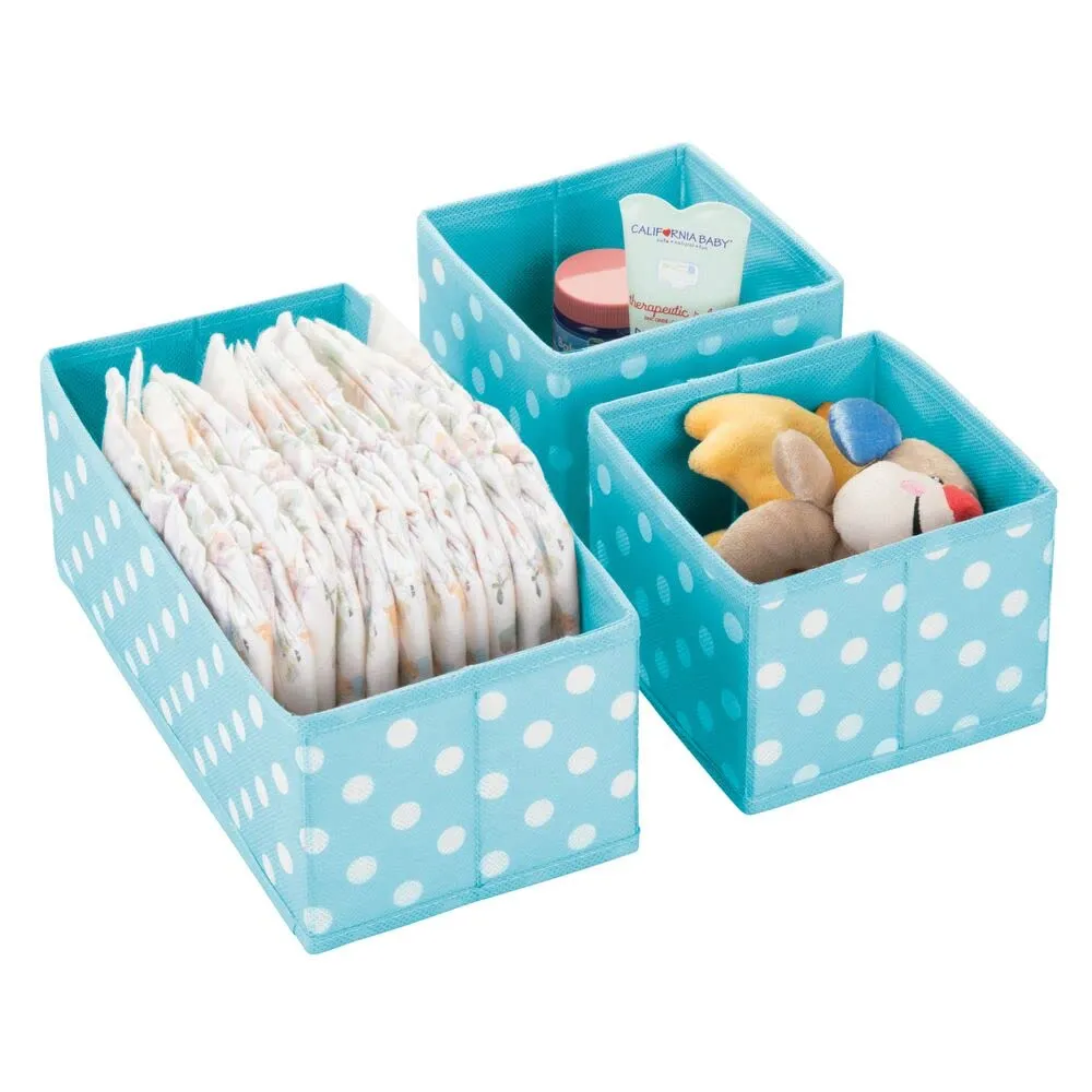 mDesign Aufbewahrungsbox Stoff 6er-Set türkis mit Punkten