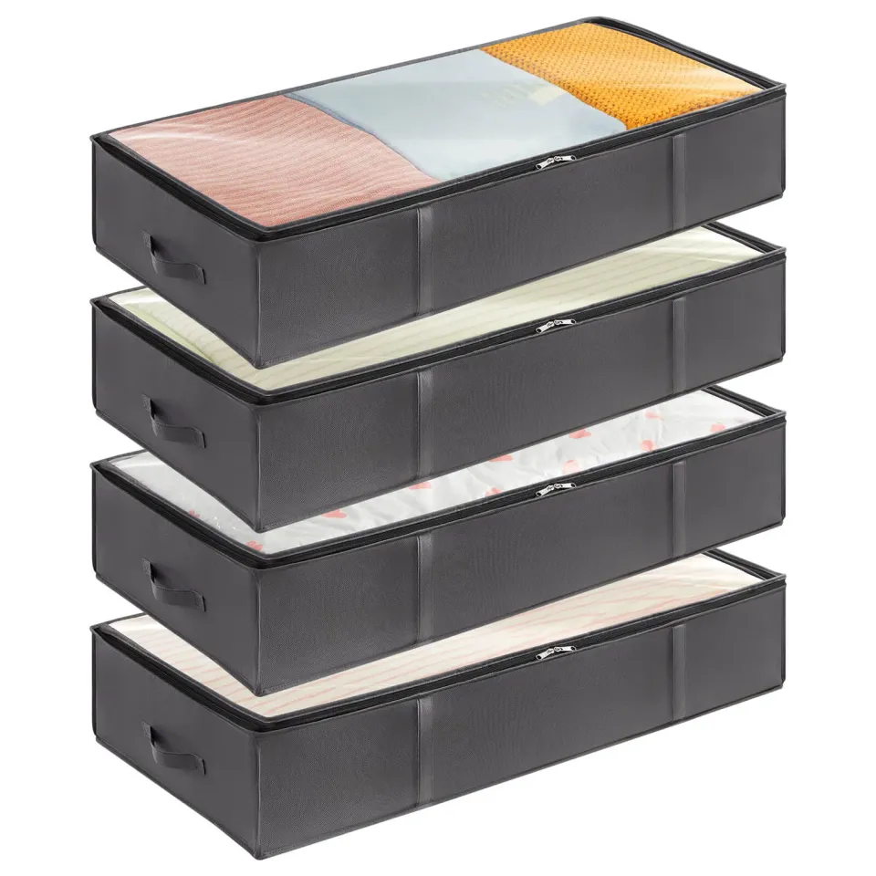 Lifewit Unterbett Aufbewahrungstasche 90L 4er Pack Grau Vlies