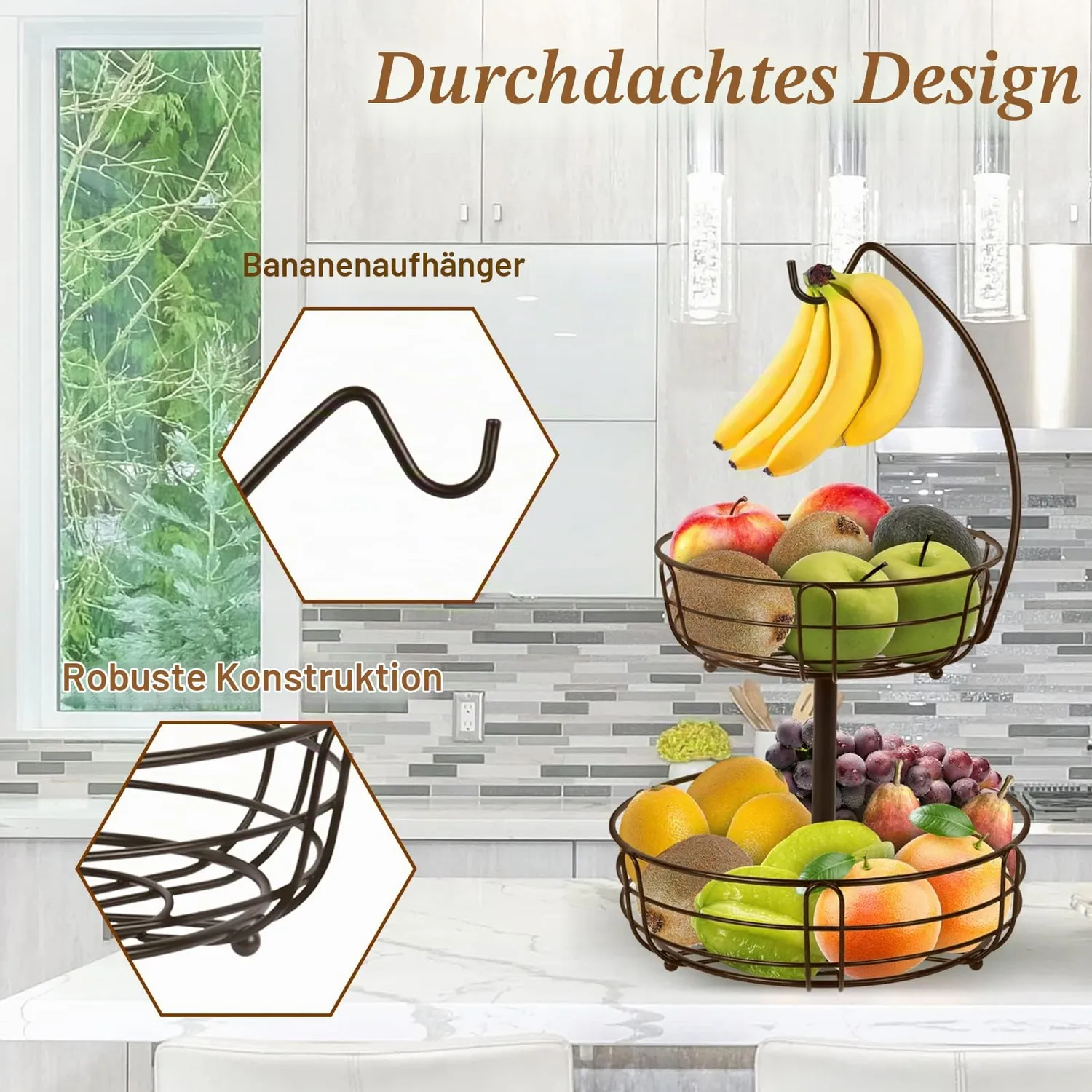 BOMCLAP Obst Etagere Obstkorb 2-etagig bronze