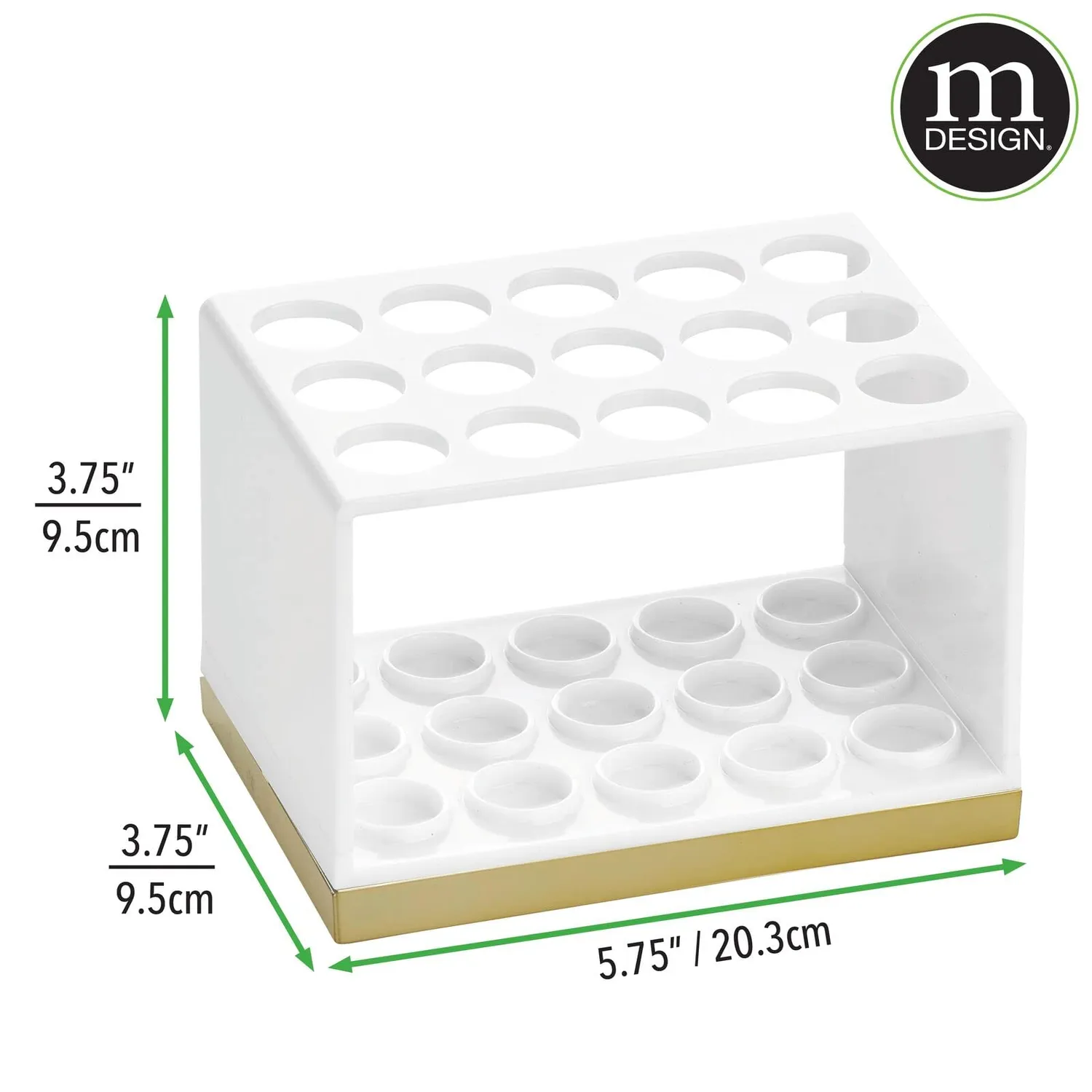 mDesign Kosmetik Organizer 15 Fächer weiß-messing für Pinsel