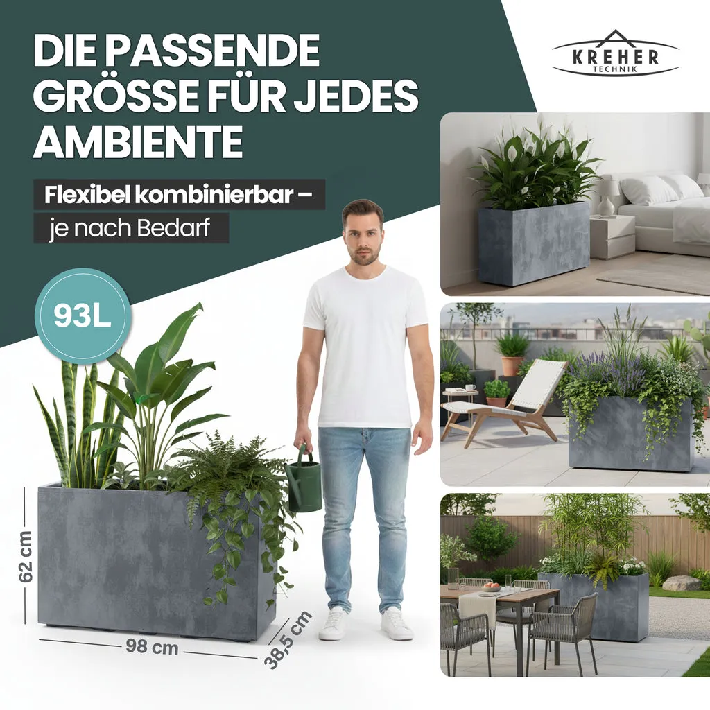 Kreher Millennium Fence Pflanzkasten Grau 93L 3er Set