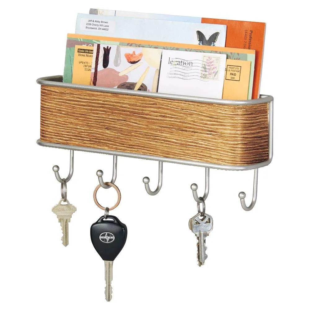 mDesign Schlüsselbrett Holz Metall bronze Palisander 5 Haken