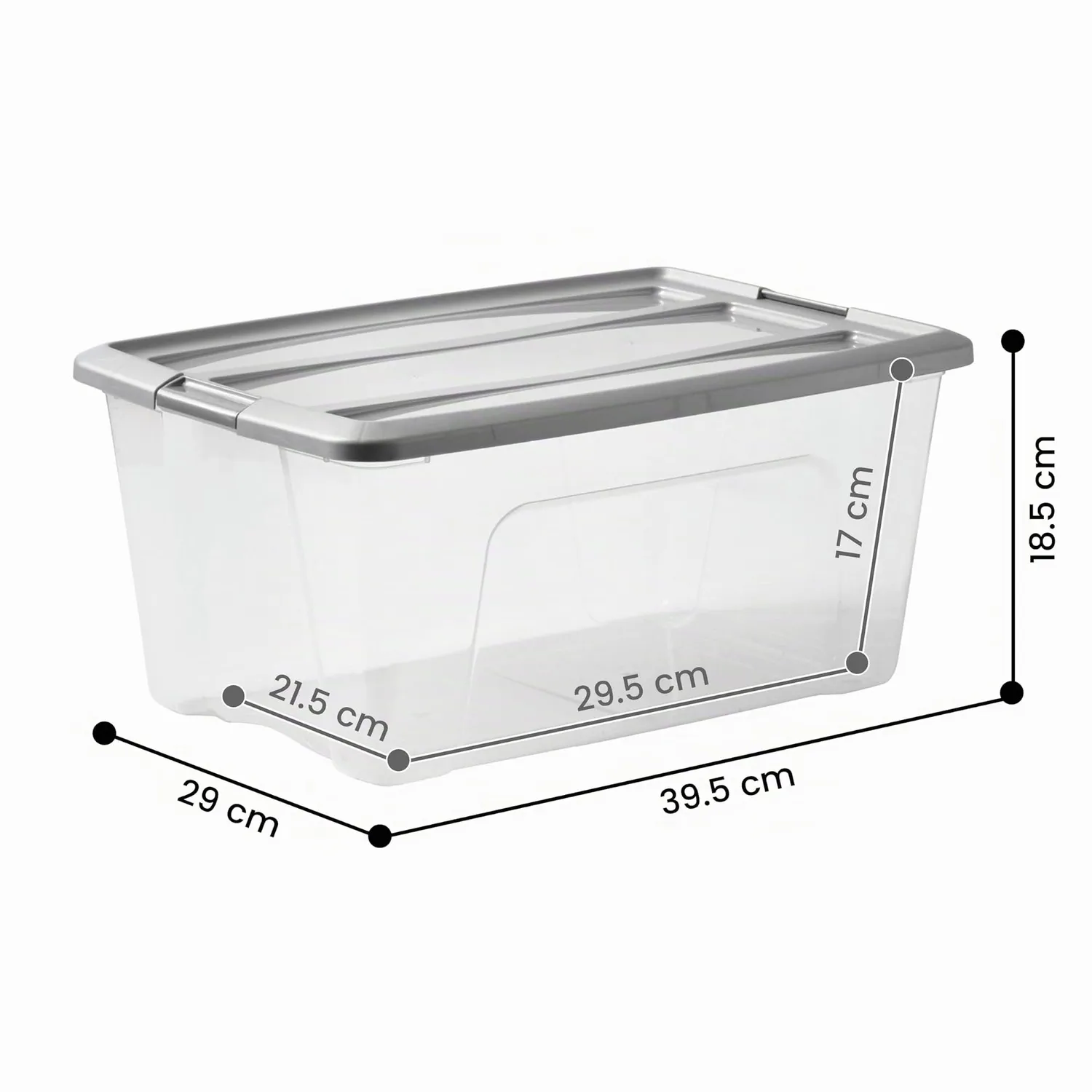 Iris Ohyama NTB-15 Aufbewahrungsbox Silber 15L 3er-Set stapelbar