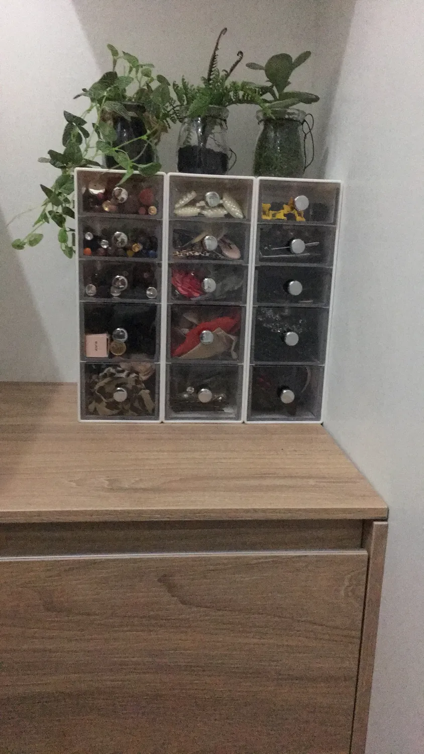 mDesign Make-up Organizer 5 Schubladen cremefarben transparent