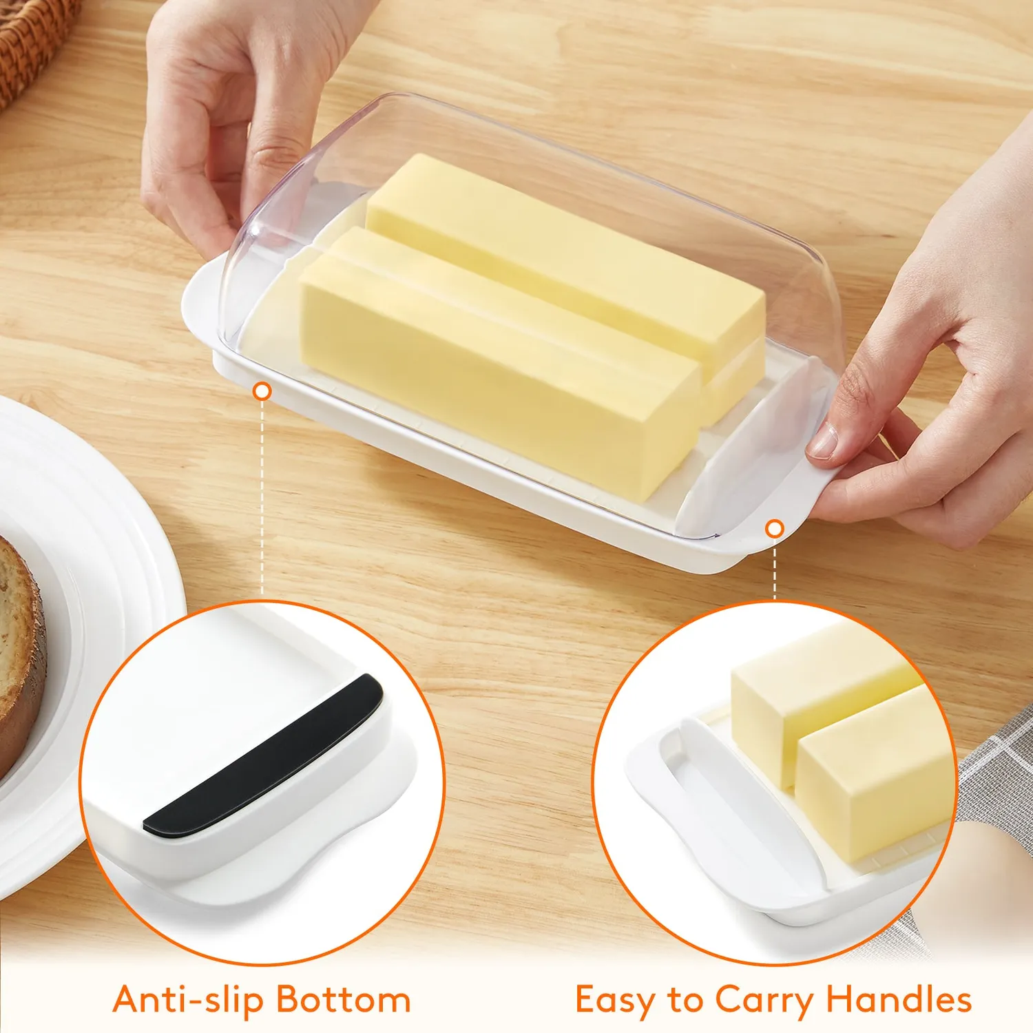 Lifewit Butterdose mit Deckel Transparent Maßskala