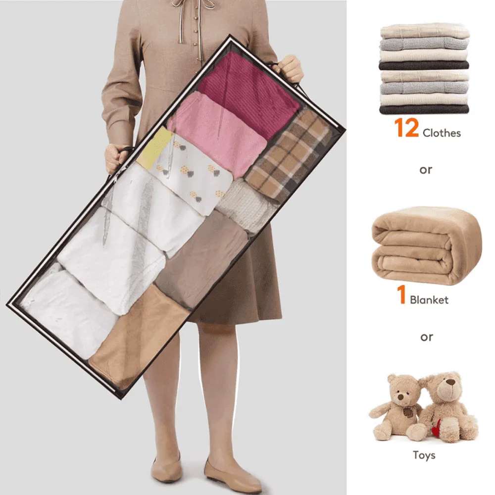 Lifewit Unterbett Tasche Grau 49,8 L 2er Pack Stoff
