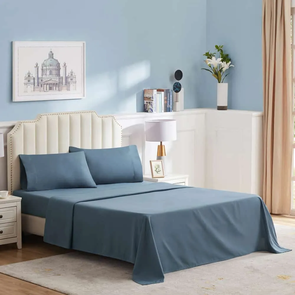 Lifewit Microfaser Bettlaken-Set Queen Grau knitterarm