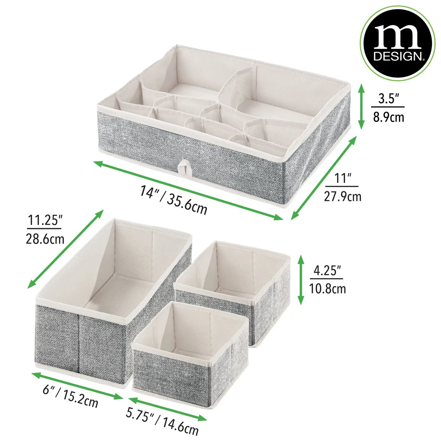 mDesign Schrank Organizer 8er Set creme Stoffboxen